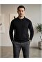 Men's Half Zip Polo Neck Seasonal Sweater Black - 3