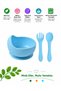 Vacuum Silicone Food Bowl, Six Vacuum Food Bowls, Silicone Spoon and Fork / Blue