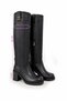 Women's Zippered Stylish Boots Genuine Black Leather - 2