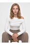 Women's Off-The-Shoulder Gathered Blouse White - 3