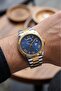 Moon Day Display Calendar Men's Wristwatch Gold Silver Navy Blue Color Pl-7076E7X - 2