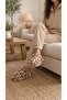 Women's Beige Leopard Rabbit Fur Indoor House Slippers 3 cm Byndatom01 - 2