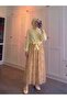 Patterned Skirt Blouse Double Set Yellow - 2