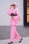 Piliseli High Collar Buttoned Crepe Suit - Pink - 3