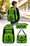 Pixel Game Themed Primary School Bag Set of 3 – Backpack + Lunch Box + Pen Holder – Ergonomic, Water Resistant