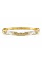 Vip Gold White Color Stone Detailed Patterned Handcuff Bracelet - 4