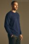 Men's Plus Size Patterned Oversized Winter Blue Sweatshirt - 4