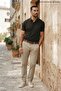 Men's Imported Textured Premium Fabric Basic Dark Brown Polo Collar T-Shirt - 6