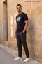 Men's Talented Text Printed Flexible Black T-Shirt - 3