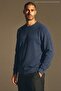 Men's Plus Size Patterned Oversized Winter Blue Sweatshirt - 2