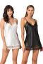 Black short satin nightgown - 2
