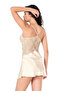 Lace Embroidered Thin Strap Ivory Short Satin Nightgown - 3