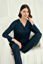 Long Sleeve Button down V Neck Pajama Set - 7