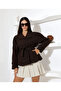 Women's Brown Cashmere Short Coat Double-Breasted Belted Double-Button Lined Jacket Long Coat - 4