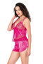 Fuchsia Satin Babydoll Shorts Set - 2