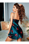 Green Thin Strap Lip Pattern Satin Mini Nightgown - 2
