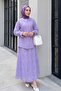 Waist-Tightening, Shoulder-Studded, Stone-Detailed Scalloped Suit -Lilac