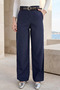 Women's Belted Striped Wide-Leg Trousers