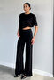 Women's Elastic Waist Stone Embroidered Lycra Trousers