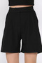 Women's Elastic Waist Pleated High Waist Velcro Shorts - 6