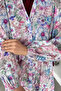 Patterned Summer Hijab Dress with Elasticated Sleeves and Front Button Detail - 5