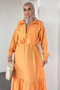 Ruffled Hem, Elastic Waist, Cardigan Combination, Hijab Dress - 2