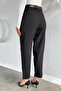 Women's Pleated Fabric Trousers with Belt Accessories - 5