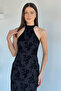 Women's Flocked Printed Tulle Evening Dress - 3