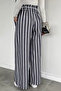 Women's High Waist Belt Detailed Stripe Patterned Palazzo Pants - 4