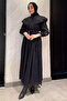 Women's Large Collared Scalloped Hijab Dress - 2