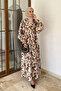 Patterned Summer Hijab Dress with Elasticated Sleeves and Front Button Detail - 3