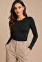 Women's 5-Pack Crew Neck Long Sleeve Cotton Flexible Basic T-Shirt Black - 2