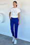 Slim Fit Fabric Trousers with Elastic Waist