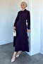 Polo Collar Front Zipper Belt Accessory Hijab Dress