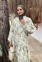 Patterned Summer Hijab Dress with Elasticated Sleeves and Front Button Detail - 2
