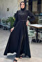 Front Detailed Stone Embellished Kiloş Satin Hijab Evening Dress - 2