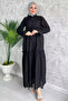 Scalloped Hijab Long Dress with Collar Tie