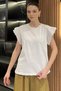 Sleeve Lace Embroidered Crew Neck Women's T-Shirt - 2