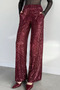 Women's Elastic Waist Shorts Lined Sequin Transparent Pants - 2