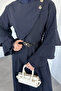 Gold Button Detailed Ruffled Belt Accessory Hijab Dress - 5