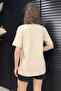 Crew Neck Stone Embroidered Printed Women's T-Shirt - 3