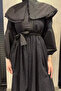 Women's Large Collared Scalloped Hijab Dress - 3