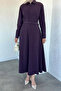 Polo Collar Front Zipper Belt Accessory Hijab Dress - 2