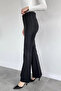Women's Elastic Waist Stone Embroidered Lycra Flared Trousers - 3