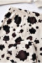Children's Cow Print Ecru School Sweatshirt and Patterned Sweatpants Set - 3