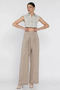 Women's Linen Trousers with Belt and Zipper - 2