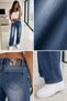 Women's Trendy Look Wide Leg Washed Jean Denim Trousers - 5