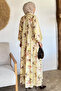 Patterned Summer Hijab Dress with Elasticated Sleeves and Front Button Detail - 4