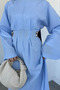 Pleated Hijab Dress with Gold Buckle Detail and Waist Belt - 4
