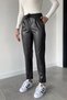 Women's High Waist Lined Faux Leather Trousers